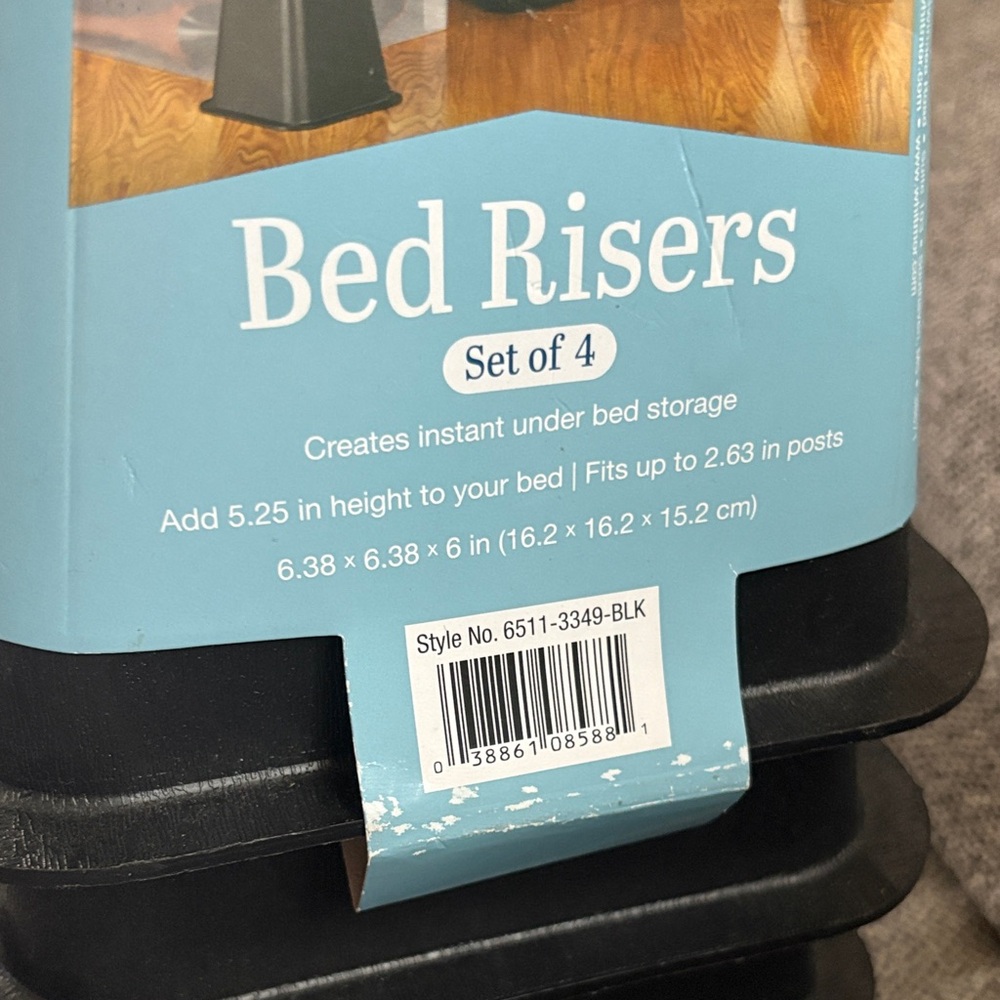 Whitmor Black Bed Risers Set - Picture 2 of 2